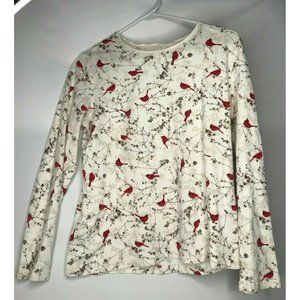 Croft & Barrow Cardinal Bird Pattern long sleeve T